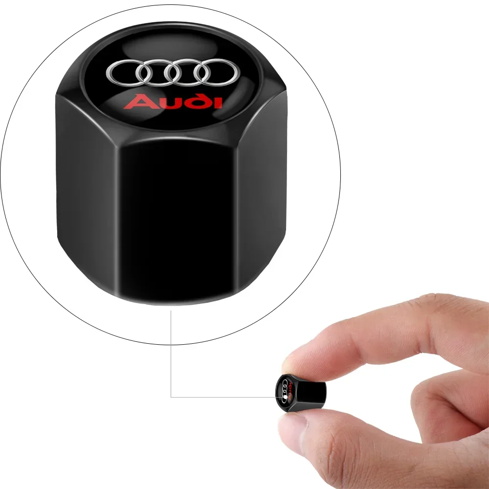 3D Metal Car Wheel Tire Air Valve Caps with Screwdriver For Audi A4 A3 A5 A6 A1 A7 A8 Q2 Q3 Q5 Q6 Q7 Q8 Car Accessories Styling