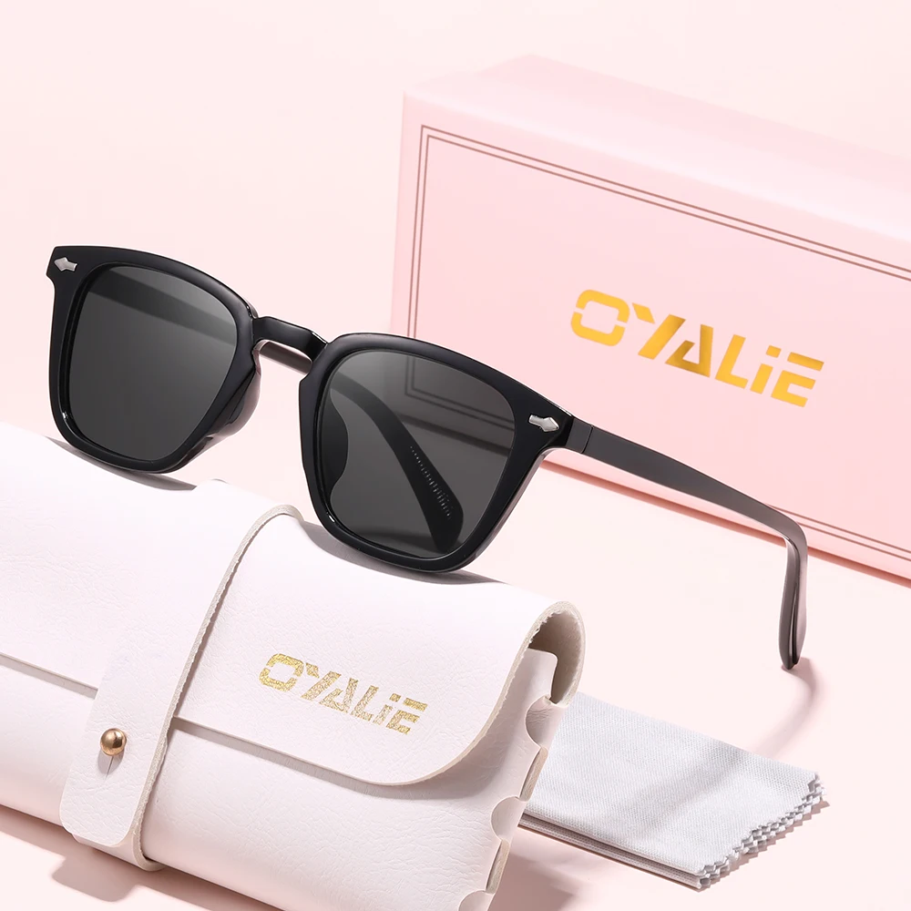 Oyalie レトロスクエア矯正サングラス、スクエアフレームフェイスフィルター、レトロ超クールワンピーススイッチ、カラフルなスタイル、爆発的な要素が付属、多くの機会に着用可能