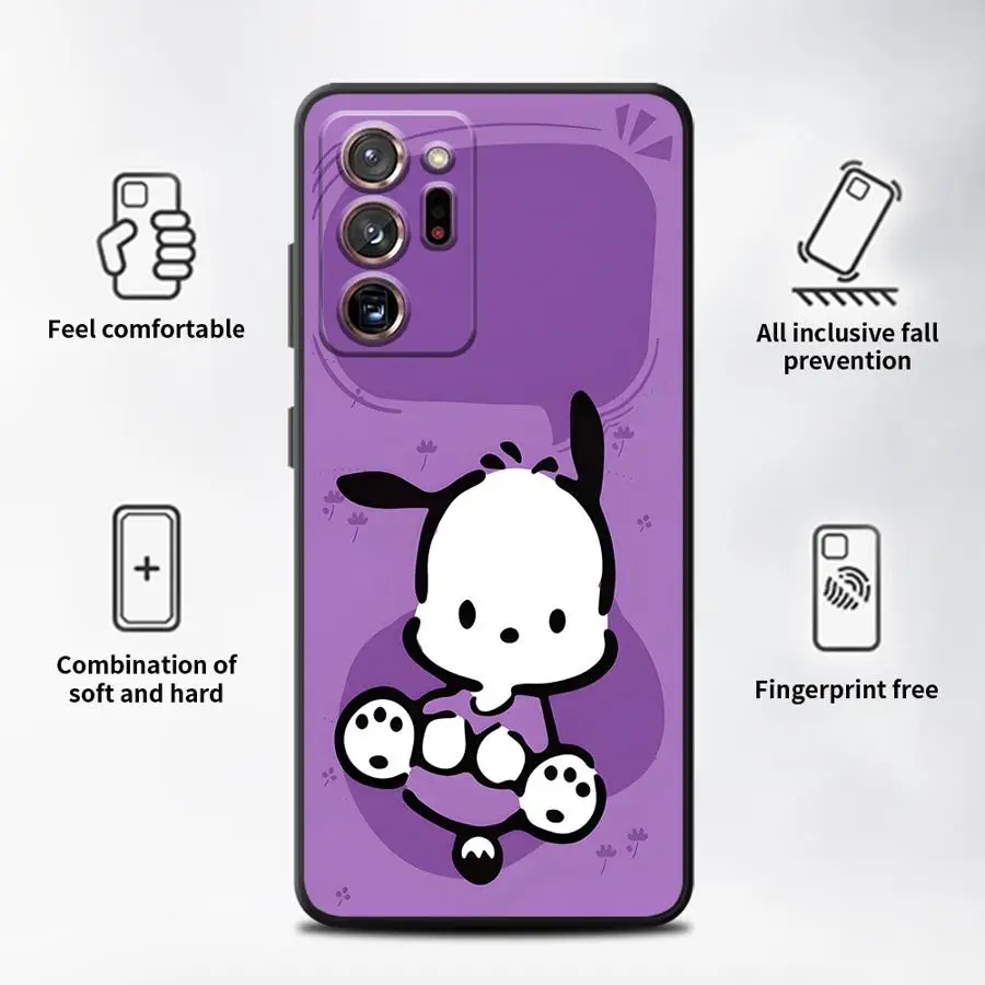 حافظة لهاتف سامسونج جالاكسي نوت 9 10 بلس S8 S9 S10 8 20 غطاء هاتف ناعم أسود للغاية سانريو كيوت بوشاكو