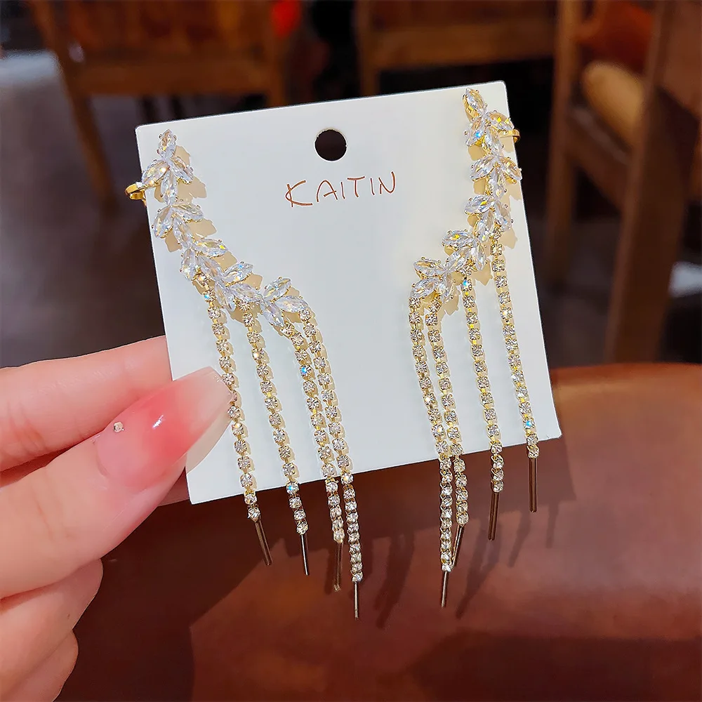 New Tassel Earrings Fairy Light Luxury Zircon Ear Clip Temperament Personality Earrings Female