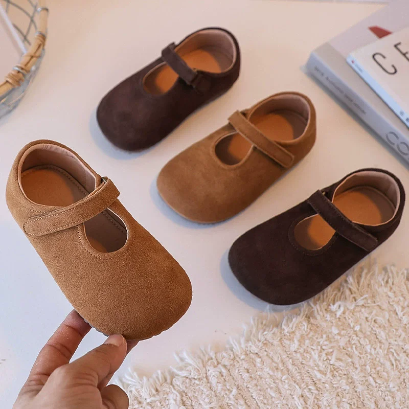 

Fashion Mary Jane Baby Girls Suede Leather Dance Shoes Spring Autumn Genuine Leather Boys Casual Flats Children's Footwear
