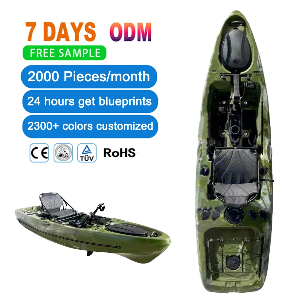 

wholesale ocean plastic surfski catamaran tandem touring foldable fishing pedal drive canoe/kayak boat