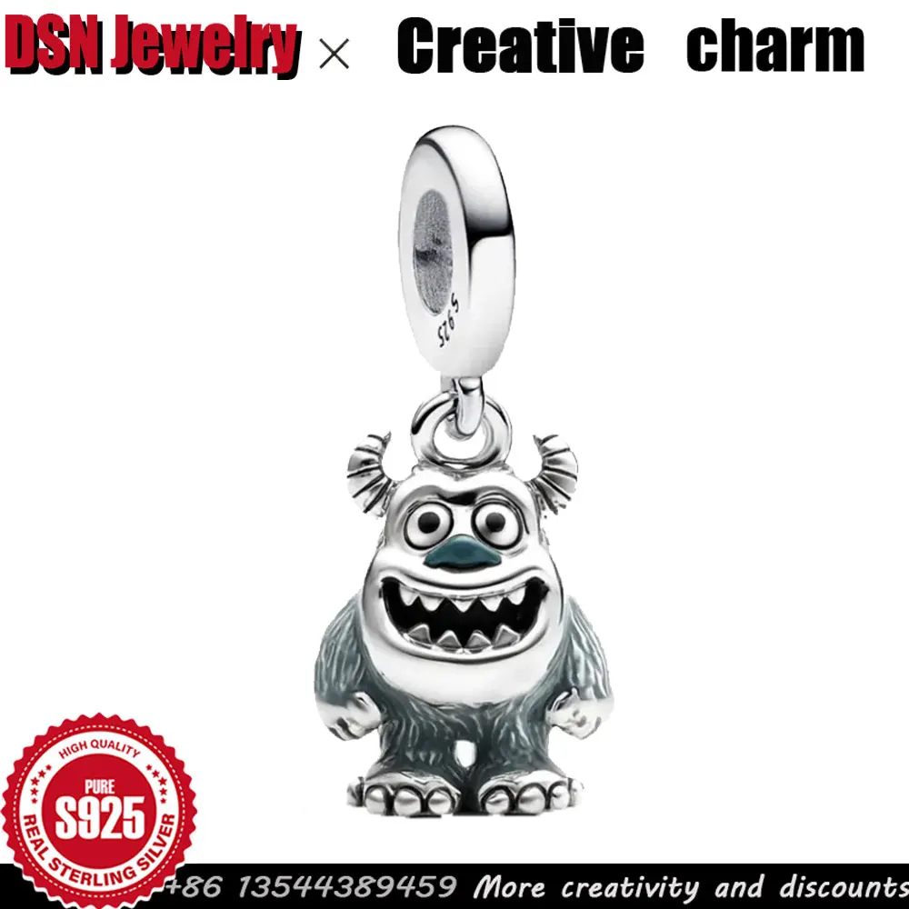 

Настраиваемый кулон в стиле Диснея с гравировкой, стерлинговое серебро 925 пробы, бусина, пушистый монстр, браслет «сделай сам», подарок на день рождения, ювелирные изделия