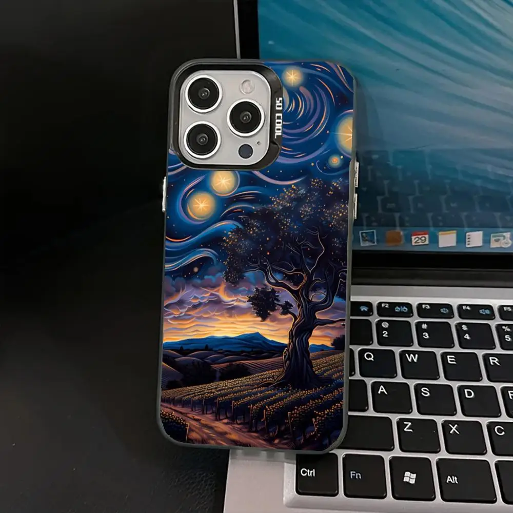 

Field oil painting landscape case for iPhone 16 15 14 13 12 11 Pro/ Max/Plus shock-proof rear cover anti-fingerprint