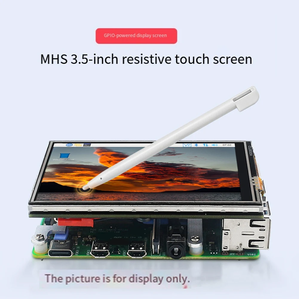 AED7-3.5 Inch Touch Screen For Raspberry Pi 480X320 TFT LCD SPI Interface 50 FPS Module With Metal Case+Heat Sink