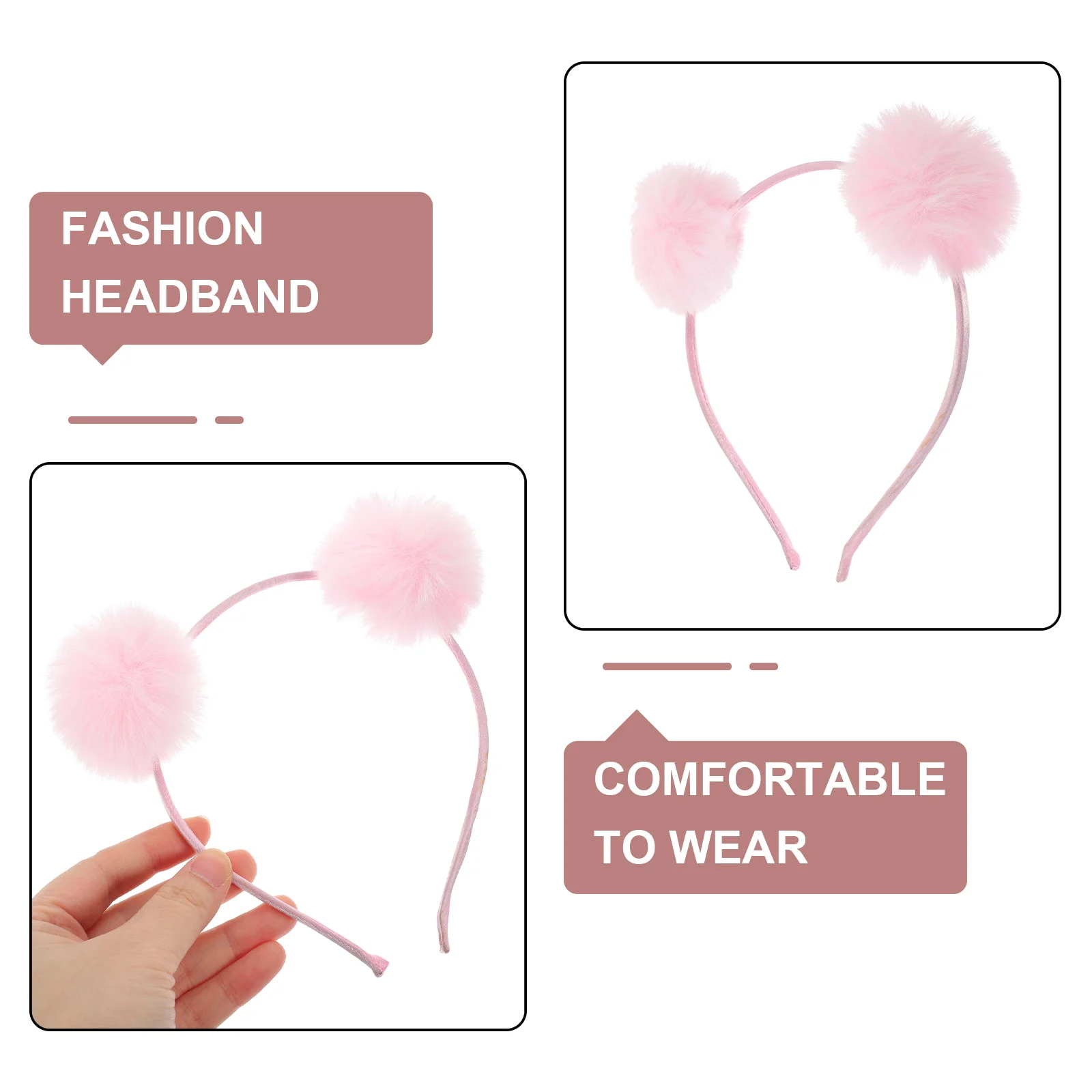 Fur Ball Headband Makeup Carnival Pom Cute Headbands Hair Party Headdress Cosplay