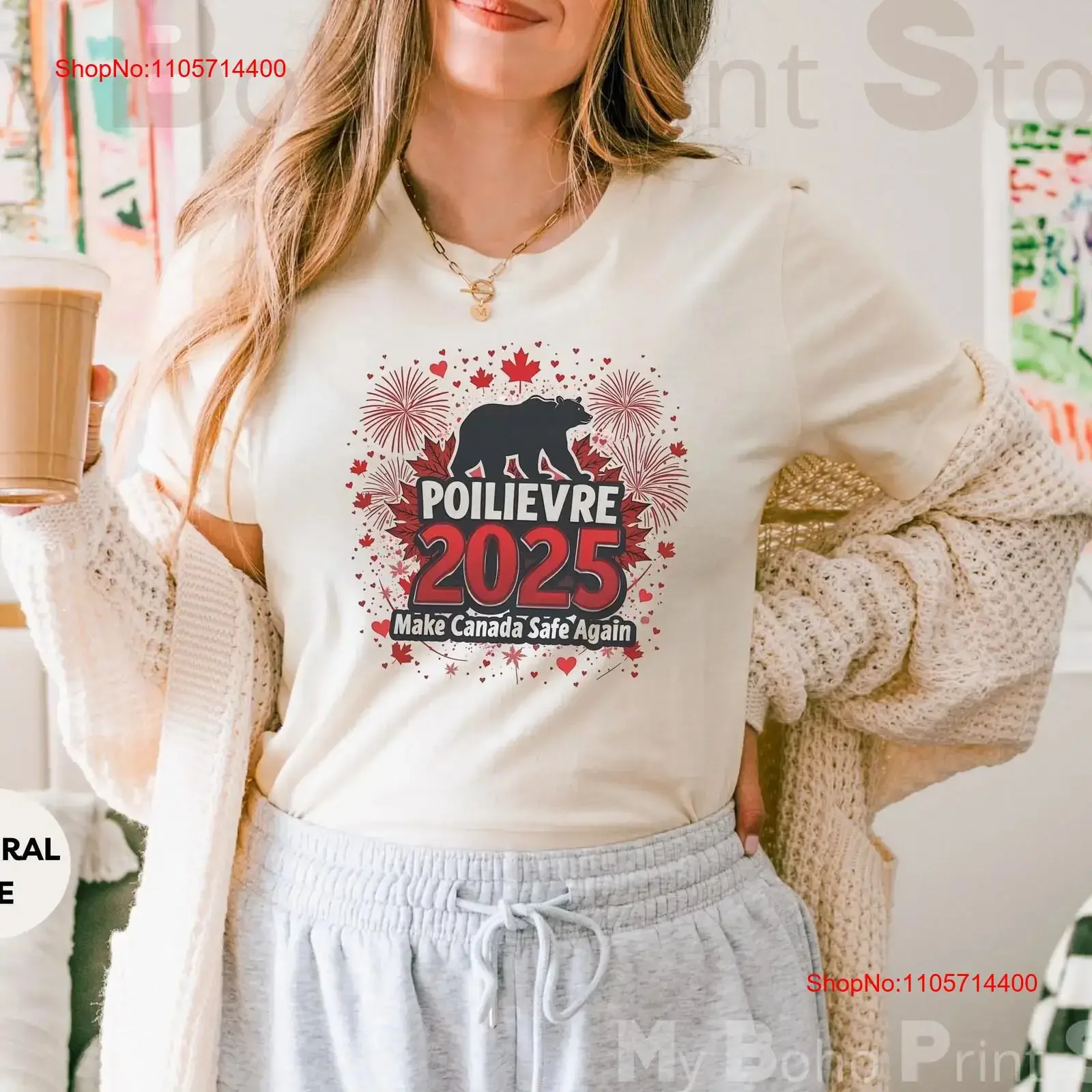 Pierre Poilievre 2025 T Shirt Make Canada Safe Again Canadian Bear Maple Leaf Patriotic Political Election SweaT vintage