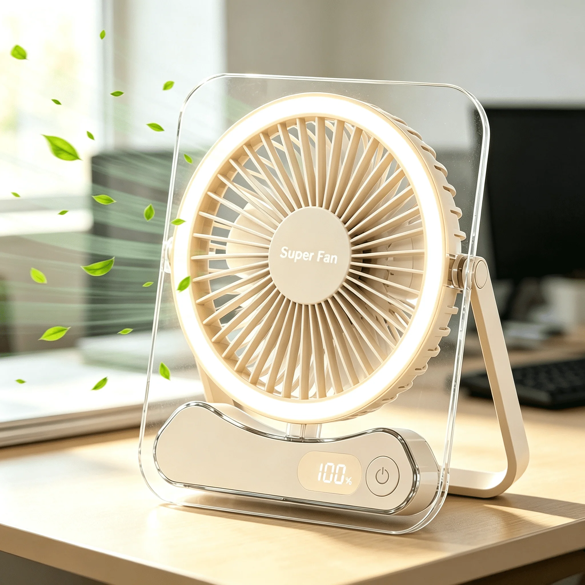Led Desk Light Usb - Ventilador de mesa portátil com luz