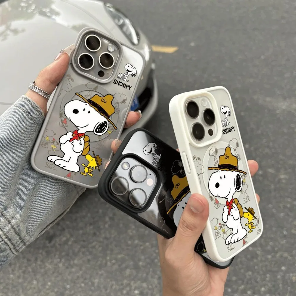 New Anime Snoopy Magsafe Phone Case Protective Cover for IPhone 17 Air 16 15 14 Plus 13 Pro Max Tpu Wireless Charging Girls Gift