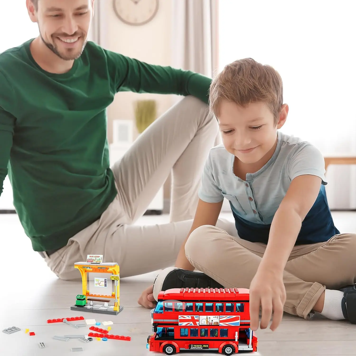 

City Bus Uk London Building Blocks School Double Vehicle Friends Wedding Car Traffic Bricks Station Girls Gifts Toys Technique