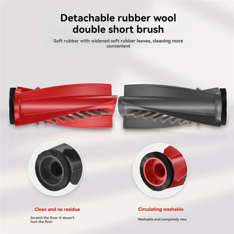 TKOH-เหมาะสําหรับ Roborock เครื่องดูดฝุ่นหุ่นยนต์ P20 PRO อุปกรณ์เสริมแปรงลูกกลิ้งขนแปรงยางแบบบูรณาการ Double Rollerbrush