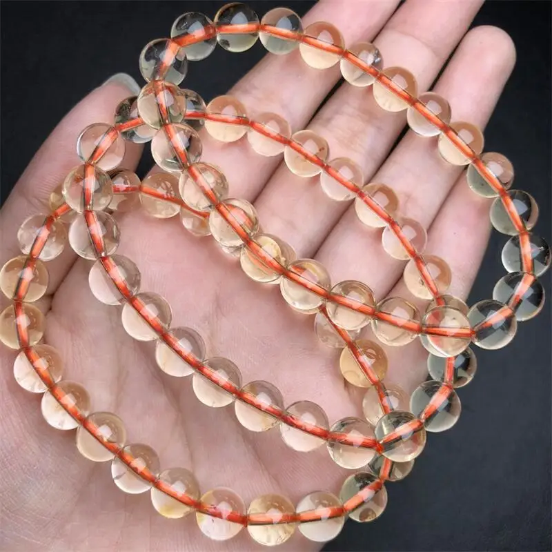 8MM Natural Citrine Bracelet Charms Handmade Fortune Energy Bangle Mineral Woman Amulet Jewelry Gift 1PCS