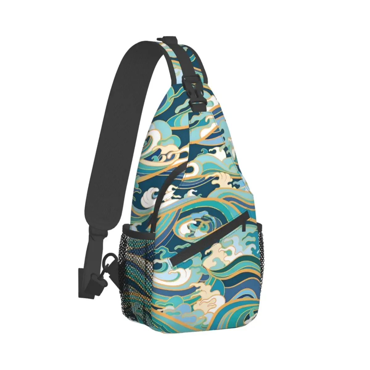 Traditional Oriental Ocean Crossbody Chest Bags Japanese Style Pockets Travel Pack Messenger Sports Teens Shoulder Bag Unisex