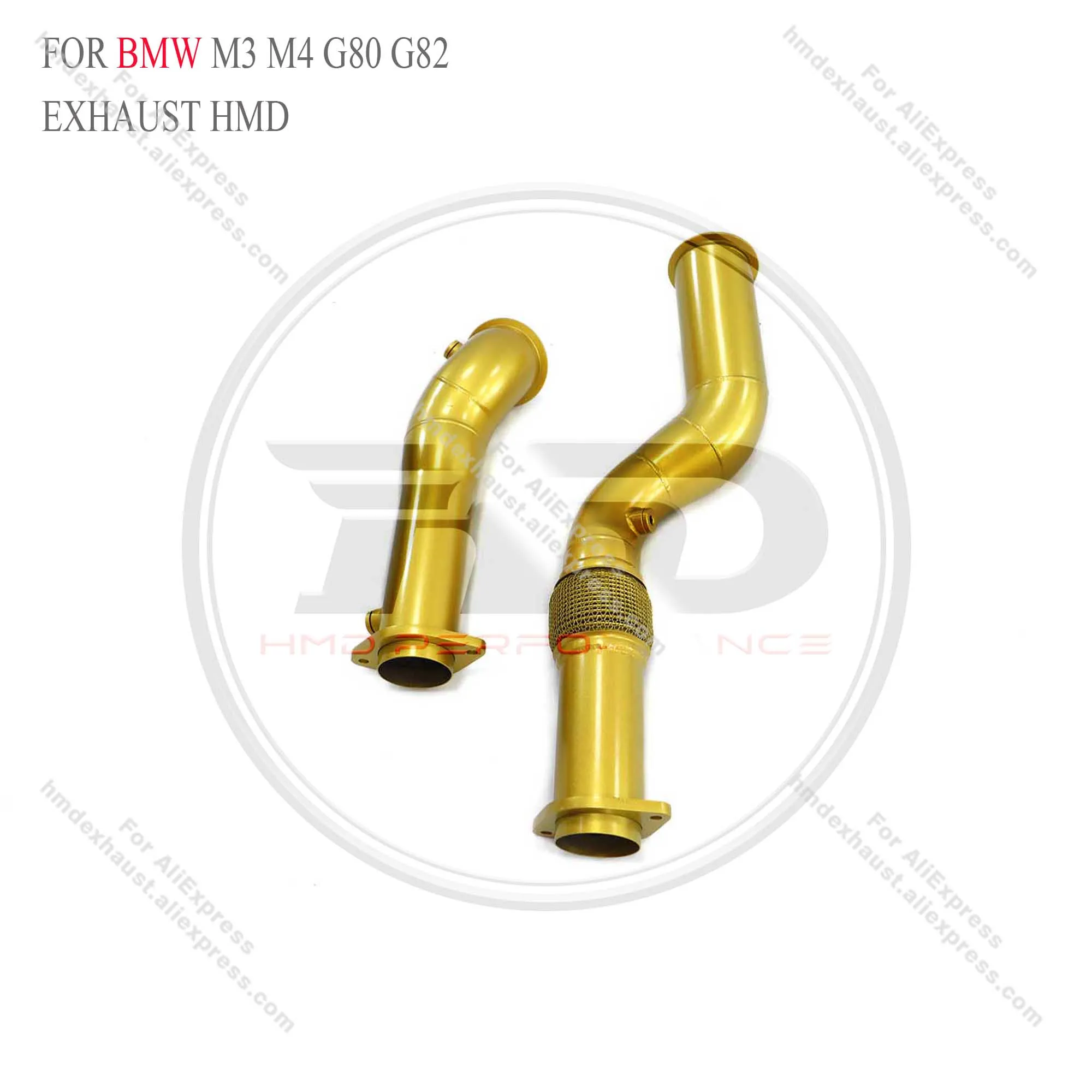 For BMW M3 M4 G80 G82 ceramics heat shield gold HMD Exhaust System High Flow Performance Downpipe