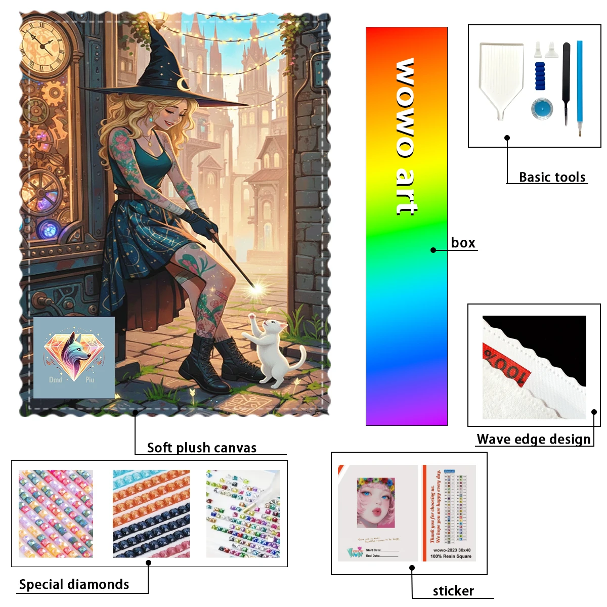 

【Piu Diamond Art】The female wizard and the white cat 100% resin FD+ab+xc Diamond Stamping Kit Perfect Masterpiece worth Buying