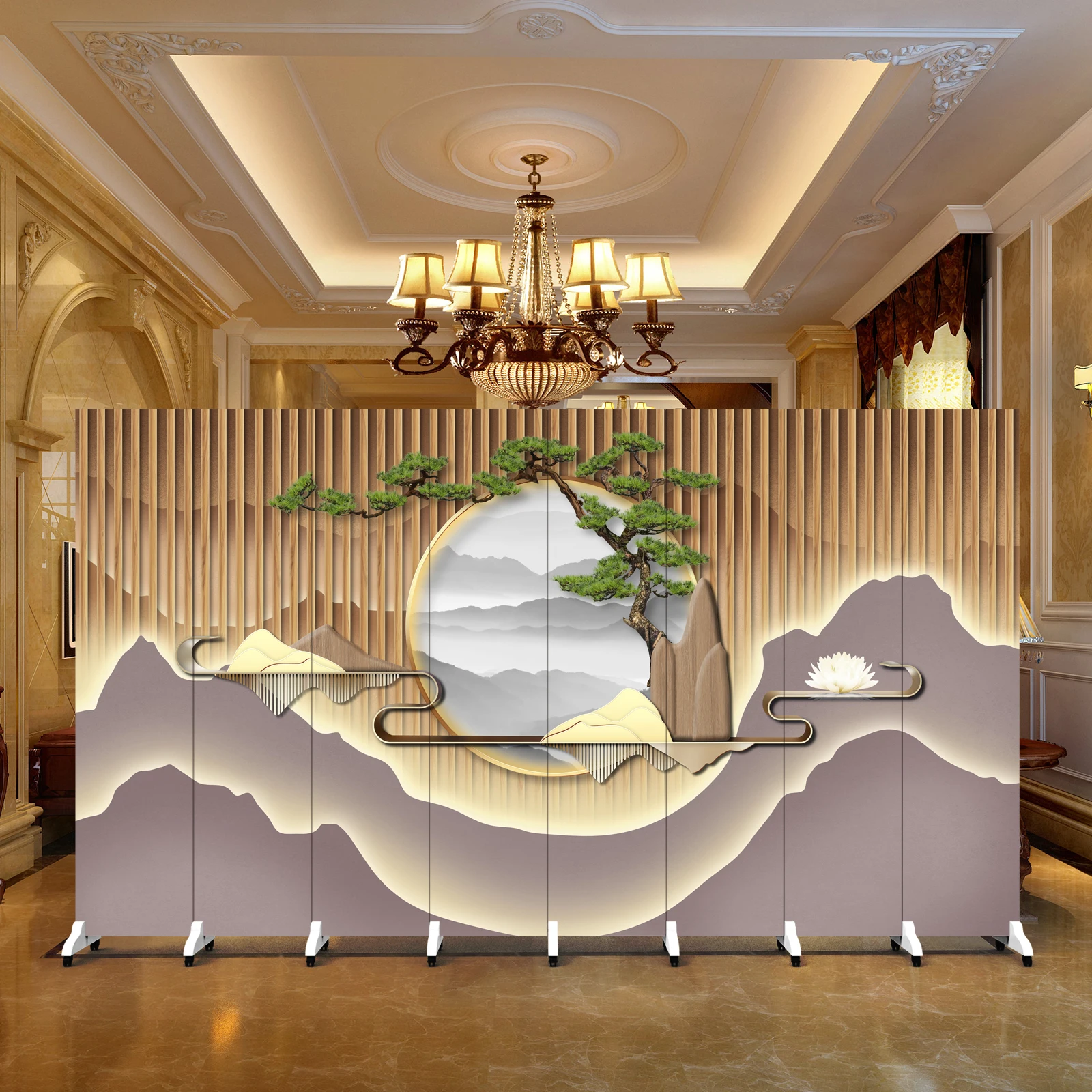 New Chinese screen partition living room block modern simple home bedroom office hotel mobile folding screen customization