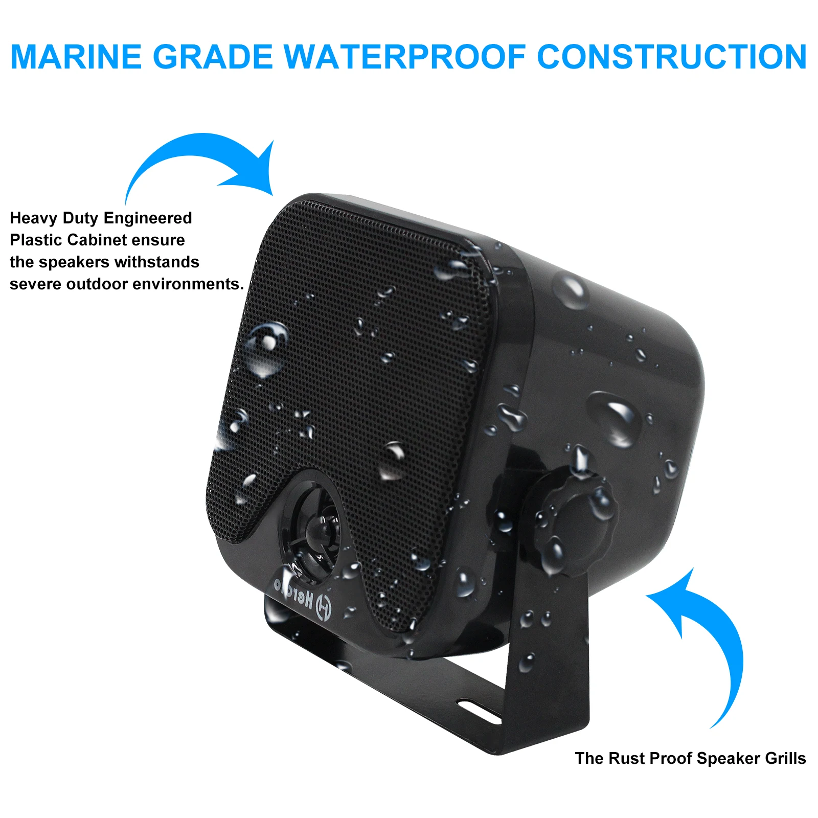 Herdio 100W 4 Inch Marine Waterproof Bluetooth Box Speakers Compact Audio Stereo Sound System Speaker For Boat Golf Cart ATV UTV