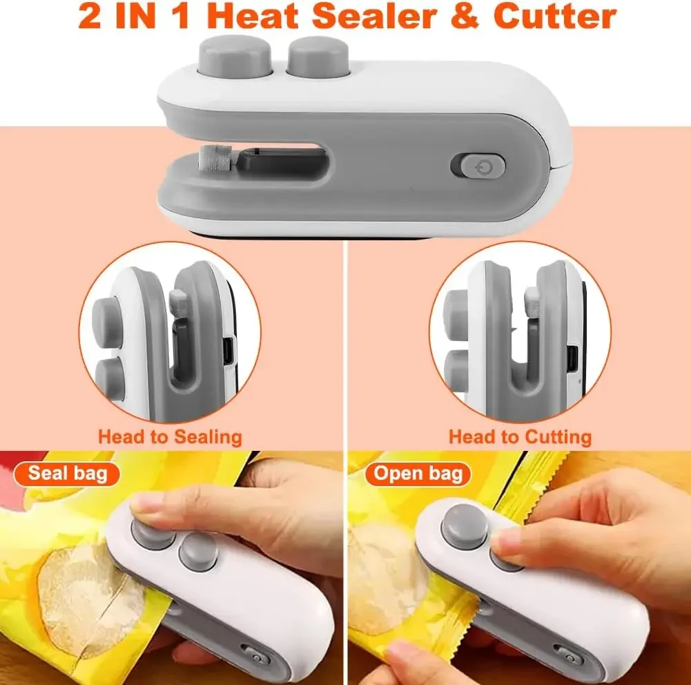 USB Portable Mini Heat Bag Sealing Machine For Snacks Home Use Rechargeable Sealer Vacuum Sealer Plastic Bag Heat Sealer Clip