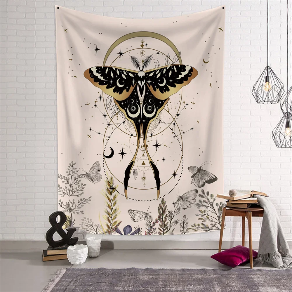 Psychedelic Butterfly Moth Tapestry Tarot Card Sun Moon Mandala Wall Hanging Witchcraft Astrology Divination Home Decor