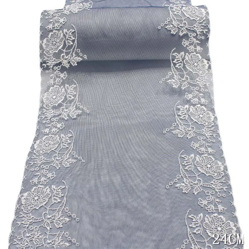 

28Yards Bilateral Embroidery Lace Trim For Skirt Hem Clothes Sewing Material DIY Apparel Dress Dark Blue Fabrics