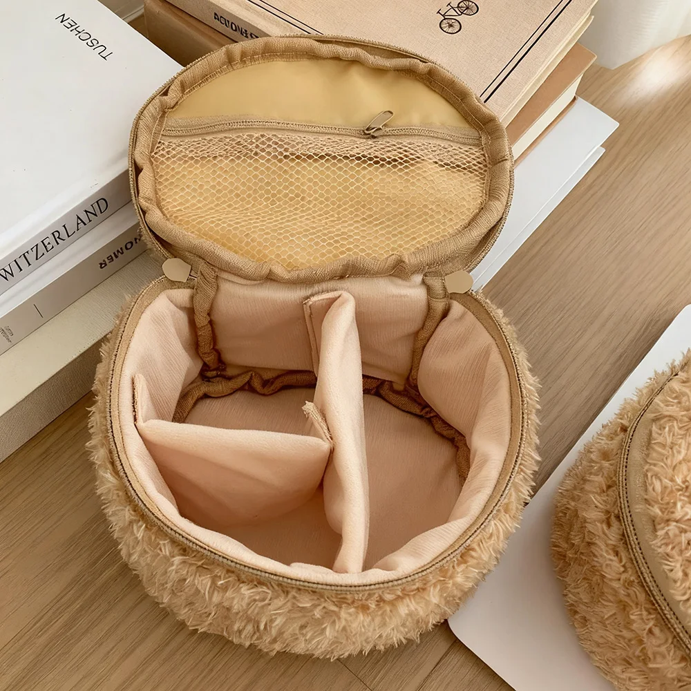 المحمولة القطيفة حقيبة مستحضرات تجميل الكرتون الدب حقيبة مستحضرات التجميل المرأة مجوهرات كيس التخزين سعة كبيرة السفر المنظم الحقيبة