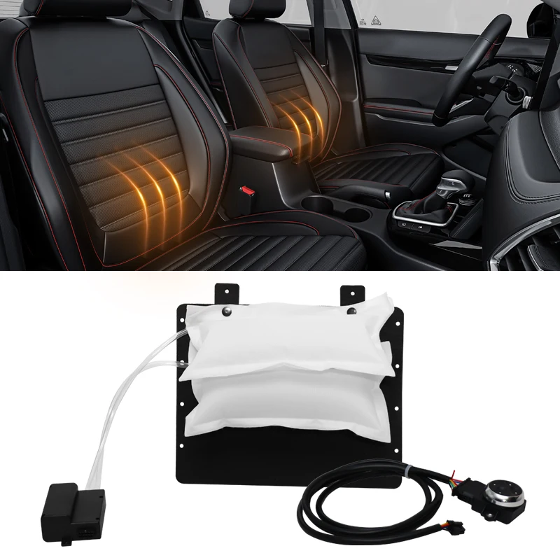 

Регулируемая пневматическая система поясничной поддержки одной кнопкой с надуванием/расскадом воздушного насоса, подходит для автомобилей, грузовиков, автофургонов и офисов