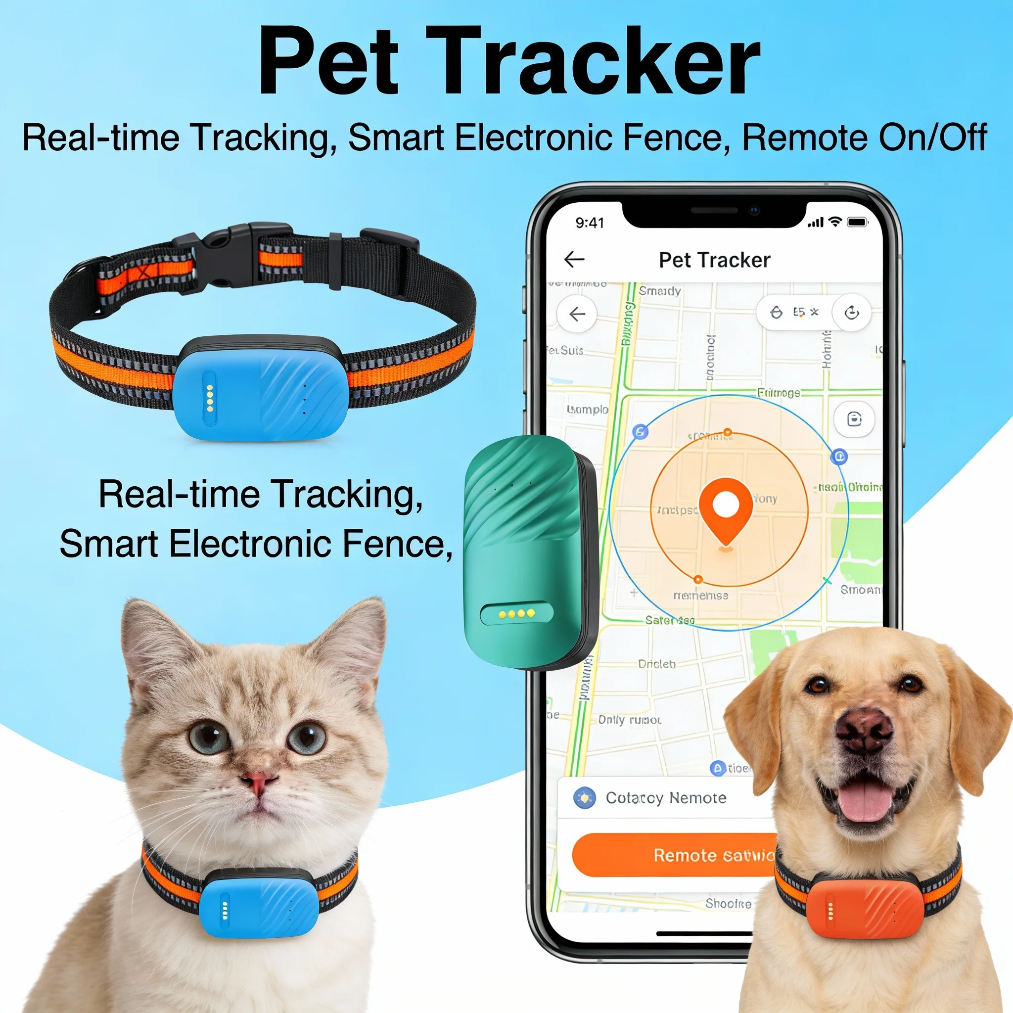 Beidou-Waterproof Back Clip GPS Locator for Pet, Electronic Fence for Dog and Cat, Smart Collar, Anti-Loss Artifacts, 4G