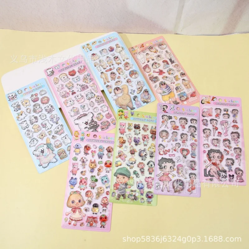 40pcs Line Puppy Cartoon 3D Crystal Dropper Stickers DIY Decoration For Journal Notebook Mobile Phone Case Decoration Students