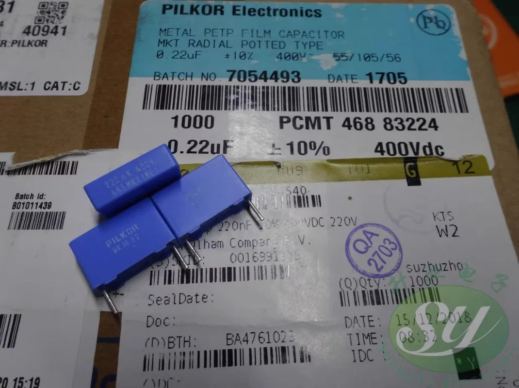 

10PCS MKT468 0.22uf/400v 220nf u22 224 New film capacitor 15MM PCMT46883224