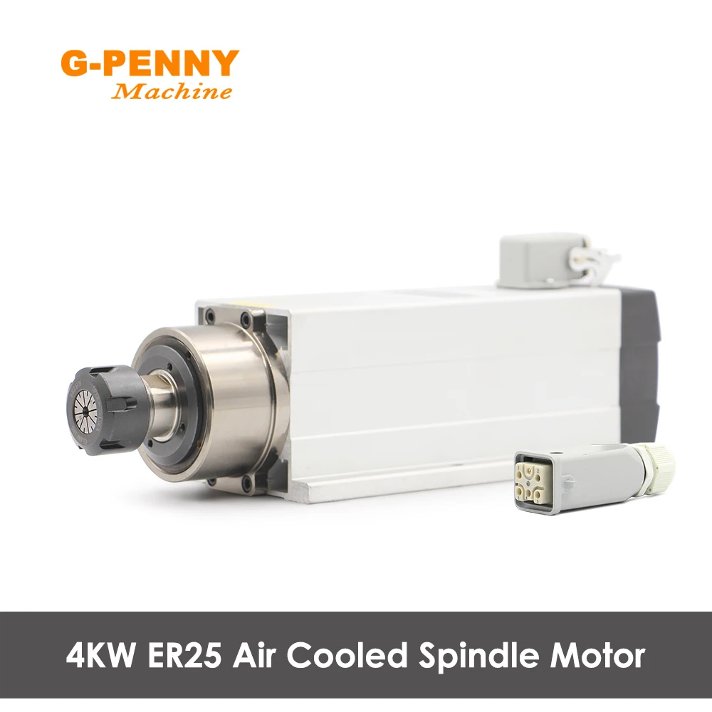 

g-penny 4kw ER25 air cooled spindle motor 220v/380v square type Ceramic ball bearings