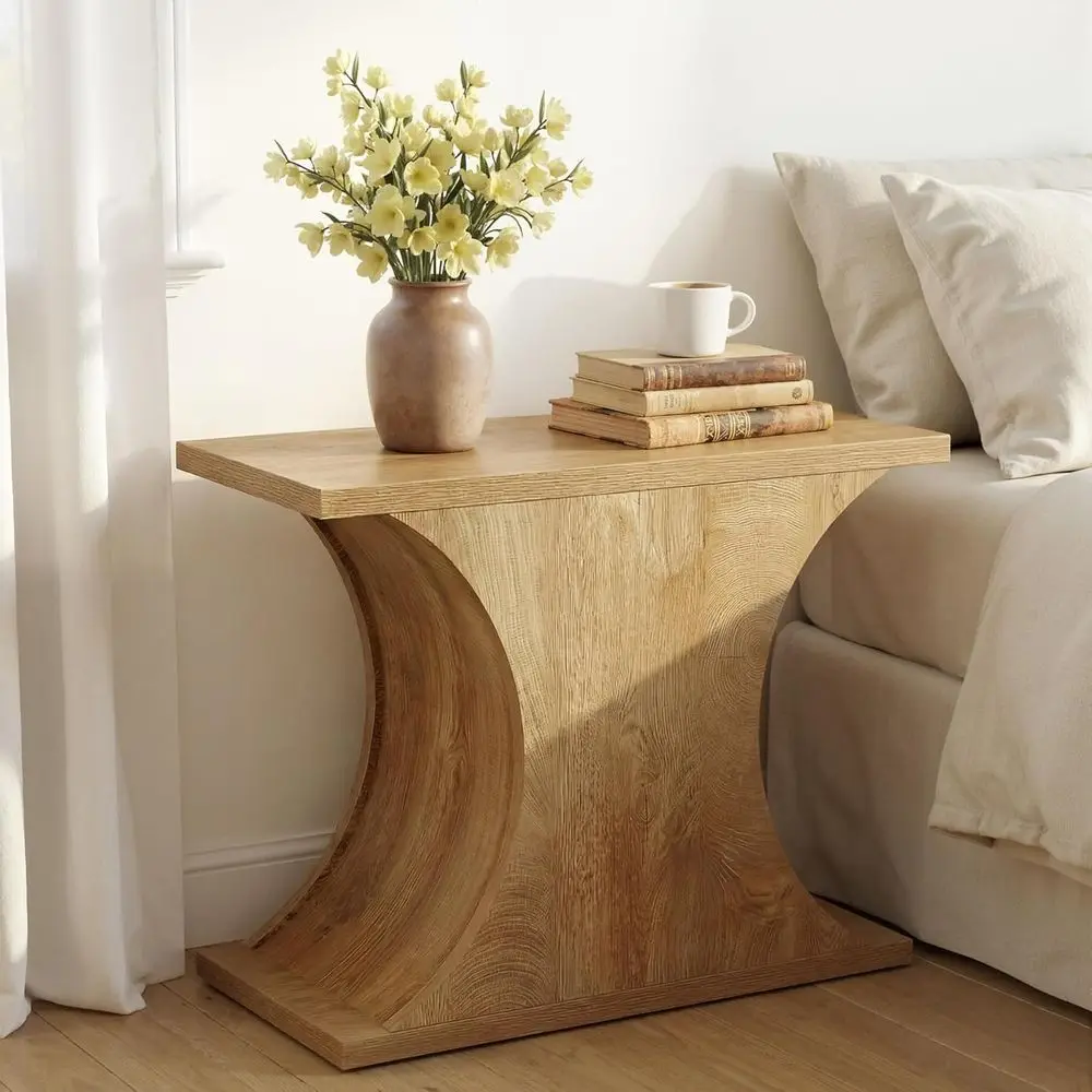 

31.5 Wide Wooden Nightstand, Slim Bedroom Side Table with Base