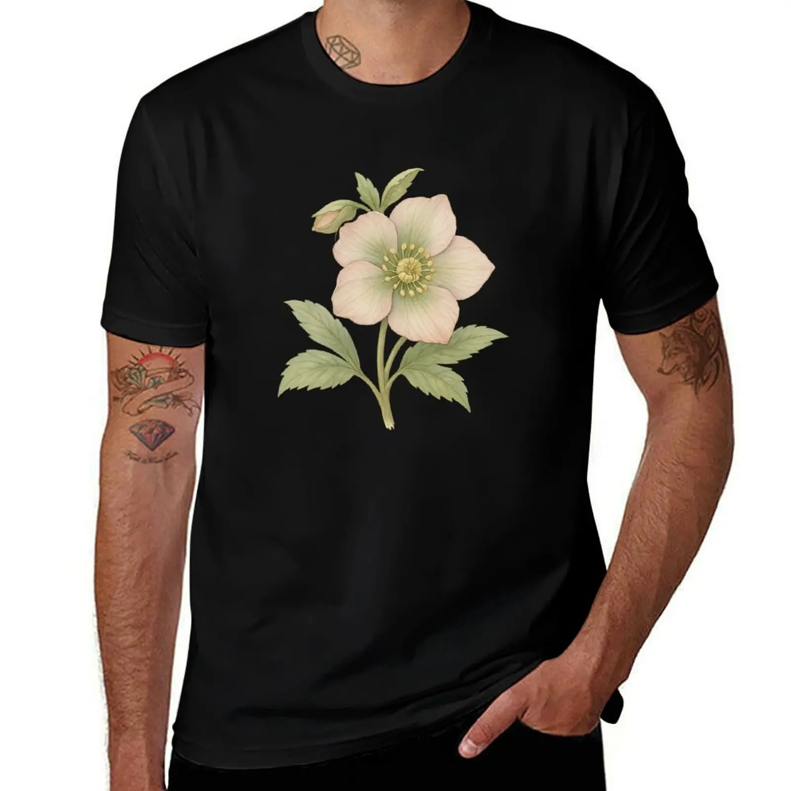 

A watercolor illustration of Hellebore T-Shirt funny meme t-shirts custom t shirt anime clothes compression shirt men