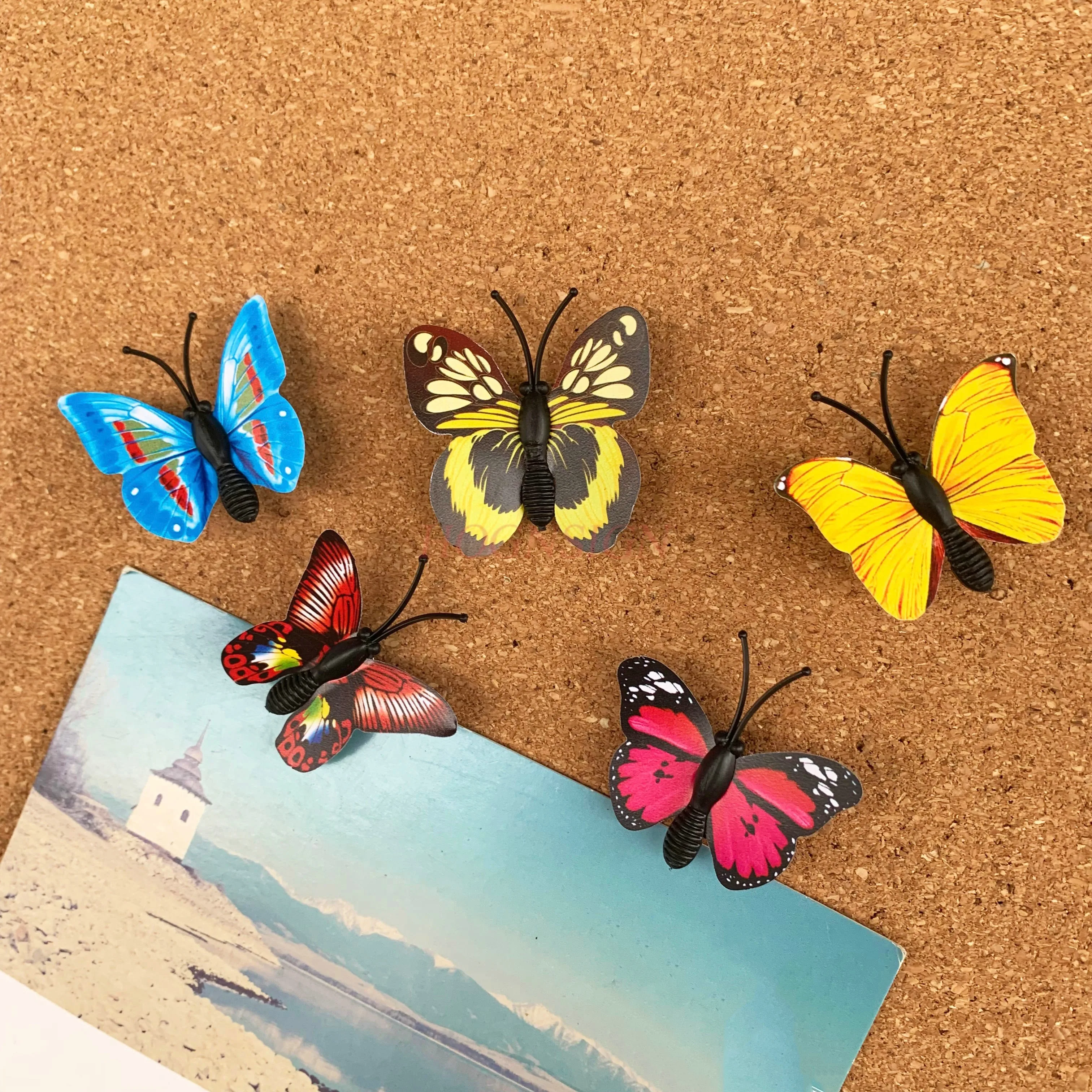 10 buah pin tekan berbentuk kupu-kupu tiga dimensi kain terasa tombol dekorasi pemandangan dinding kreatif papan kayu lembut