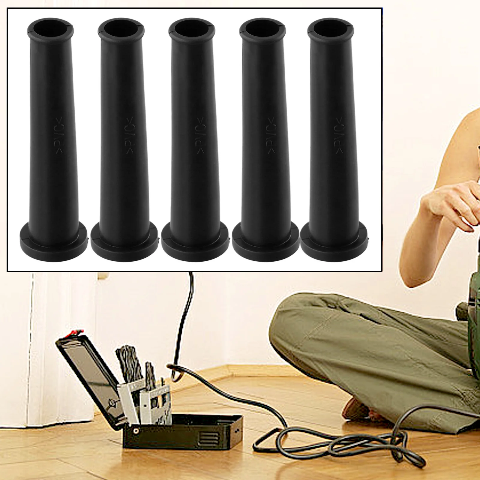 5x Black Rubber Wire Cable Sleeve Boot Cover For Angle Black Rubber Boot Protective Film For Electric Drill Cable Tool