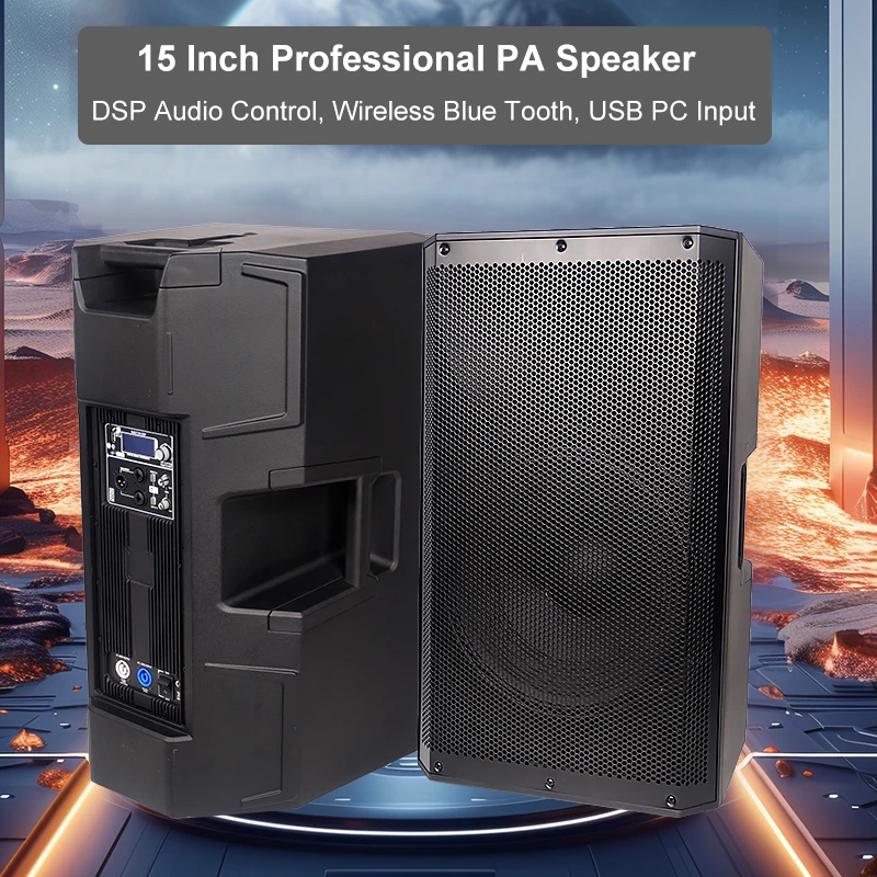 Portable 15-inch Active Wireless Bluetooth Speaker Built-in DSP Amplifier Professional Audio for Conference Stage