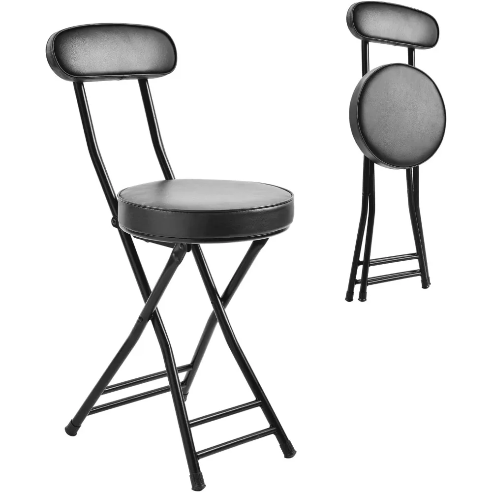 

H HOMEWINS Cushioned Padded Folding Stool,18.7-Inch Counter Height Bar Stool,Portable Folding Stool with Handle for Fishing Hiki