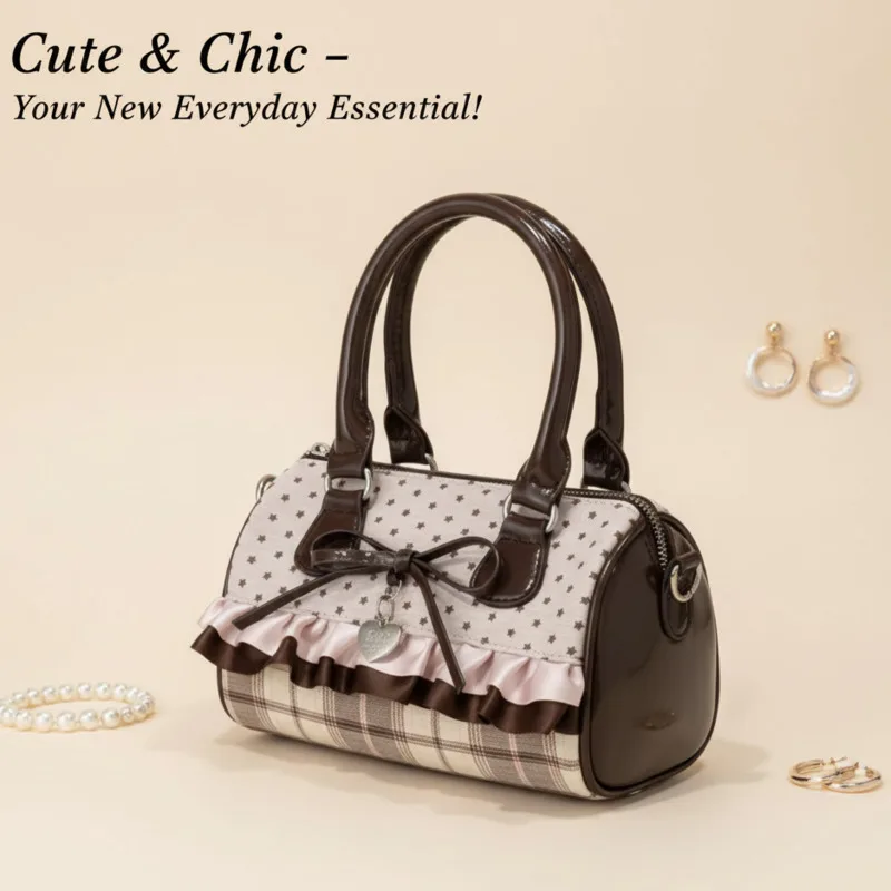 

Bow Lace Tote Bag Women’s Handbag Pink Y2K Cute Pillow High Capacity Tote Bag Autumn Winter Commuter Crossbody Shoulder Bag New