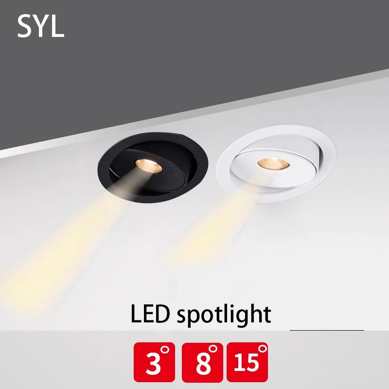 

Led Spotlights Recessed Small Spot Light Beam Angle 3 8 15 Degree Ceiling Lamp Ultra-thin Adjustable Angle Atmosphere Foco 75mm