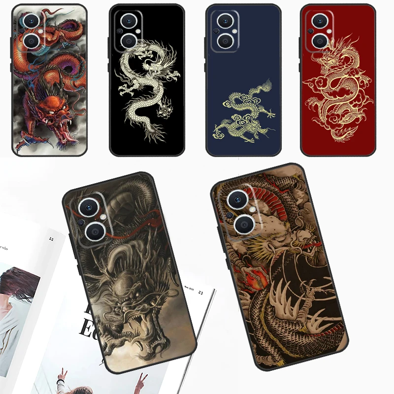 Chinese Dragon Case For OPPO Reno 10 Pro 4Z 5Z 8T 4 5 6 7 8 Lite OPPO Find X6 Pro X3 X2 Neo X5 Lite Cover