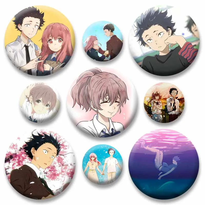 Anime A Silent Voice Shouko Nishimiya Shoya Ishida Enamel Pins Cartoon Round Brooch Clothing Backpack Jewlery Badge Accessories