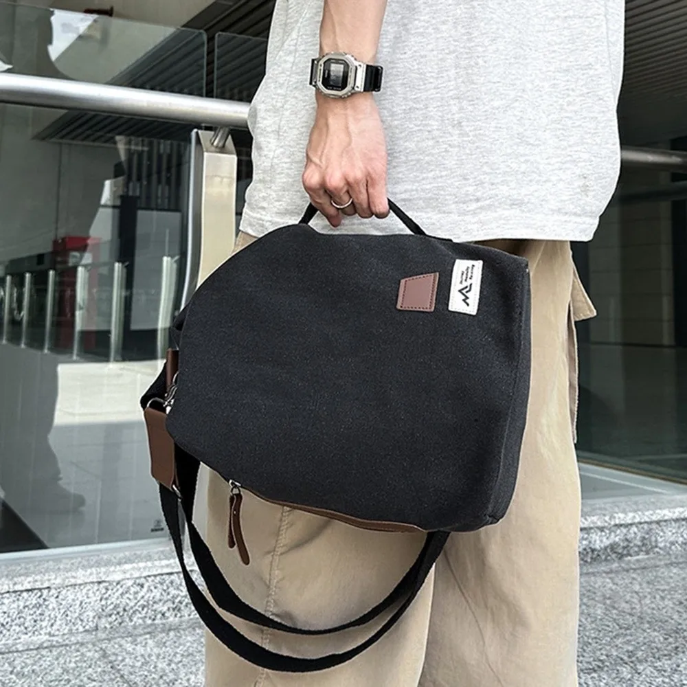 

Холщовая нагрудная сумка большой емкости, минималистичный дизайн, повседневная мужская сумка через плечо, трендовый узор, сумка на одно плечо для студентов