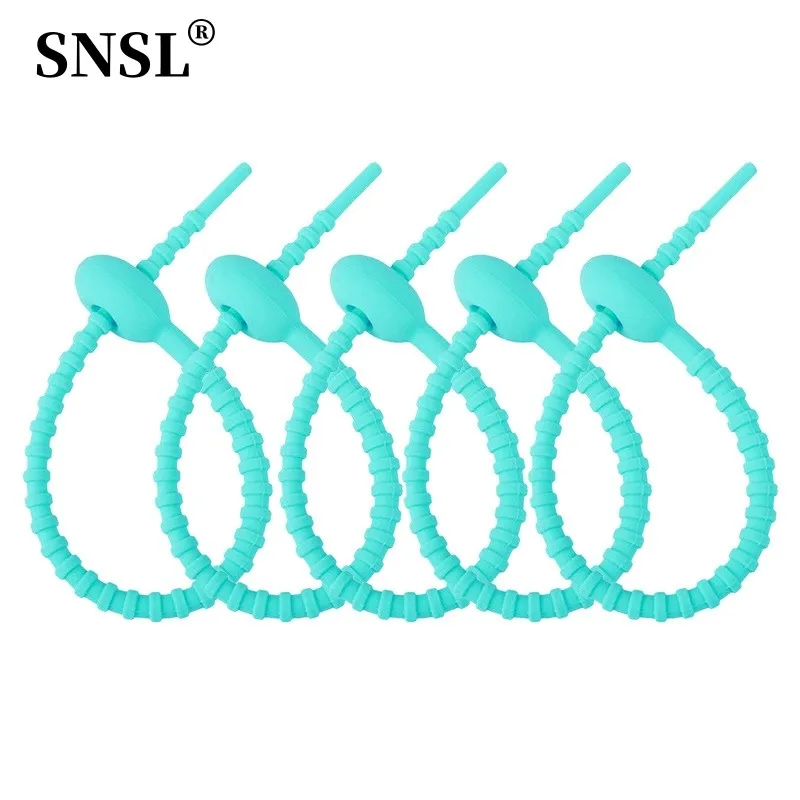 

215mm Silicone Reusable Cable Wire Organizer Winder Storage Holder Ties Cord Bag Clip Food Saver Earphone Line Tidy Clips 30pcs