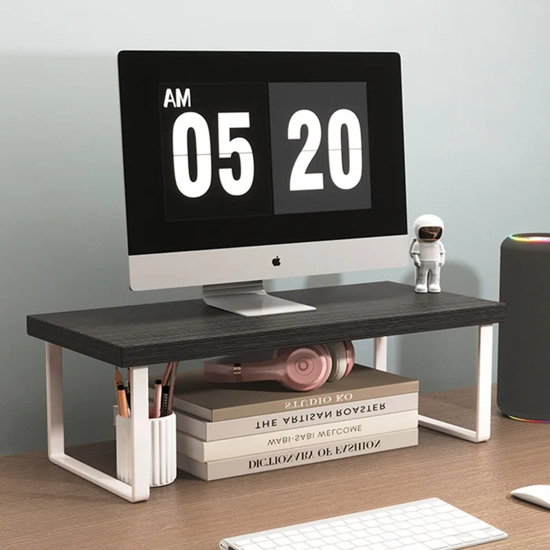Desktop Computer Monitor Stand Riser Notebook Desktop Office Desk Storage Rack Holder H-Shape Wood Material for Everyone