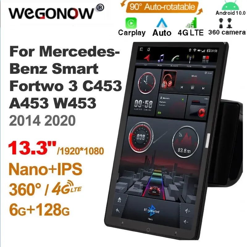 Android10.0 Ownice Car Radio Auto for Mercedes-Benz Smart Fortwo 3 C453 A453 W453 2014 2020 13.3'' 7862  No DVD Nano 1920*1080