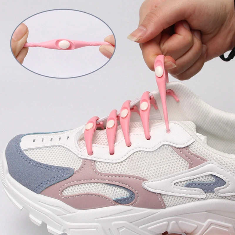 12 Pcs Silicone Shoelaces Elastic Shoe Laces Without Ties For Sneakers Rubber Shoelace Easy To Put On And Lazy Shoes Lace