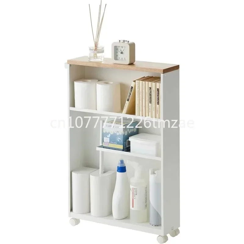 Tower style white rolling ultra-thin bathroom with handle trolley