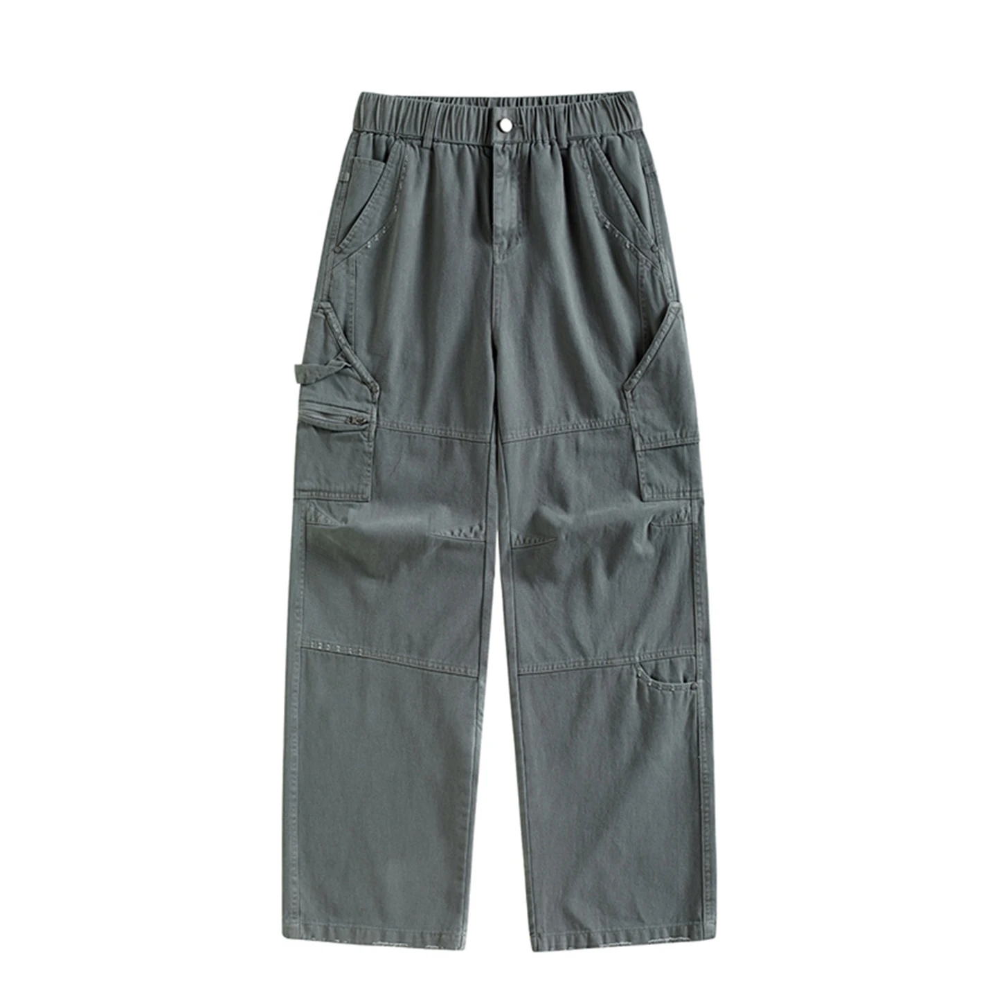 

Мужские брюки в стиле американского ретро, свободные, широкие, с эластичным поясом, повседневные, из хлопка, прямого кроя