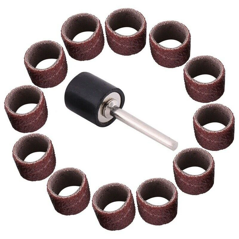 60pcs Sanding Belts 12.5mm x 12.5mm 80 Grit with 2 Rubber Mandrels 1/2 Inch Shank for Style Rotary Tools and Accessories