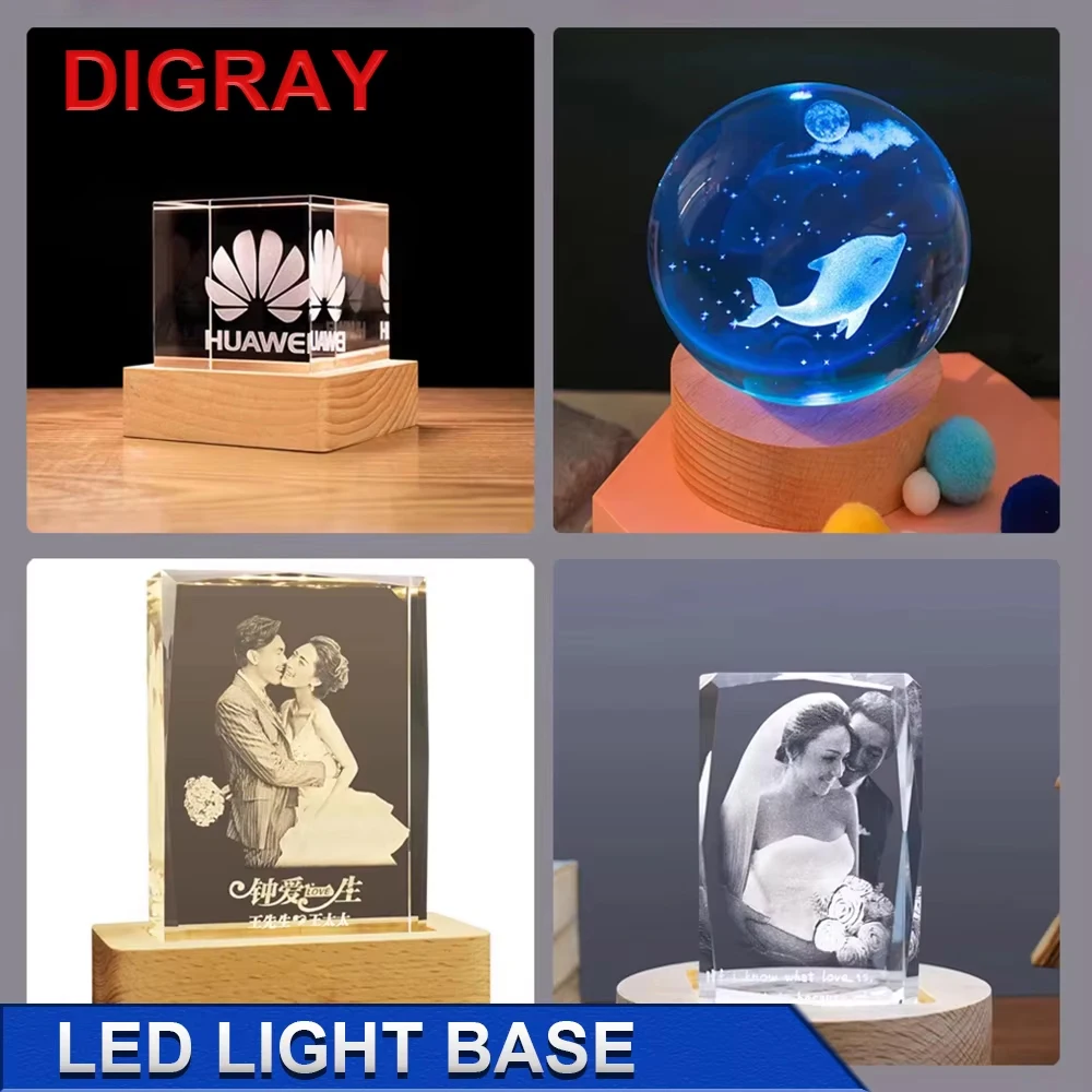 DIGRAY Wooden Desktop Decorative Lamp Holder Night Light LED USB Display Lamp Display Stand Lamp Holder Lamp Art Ornaments