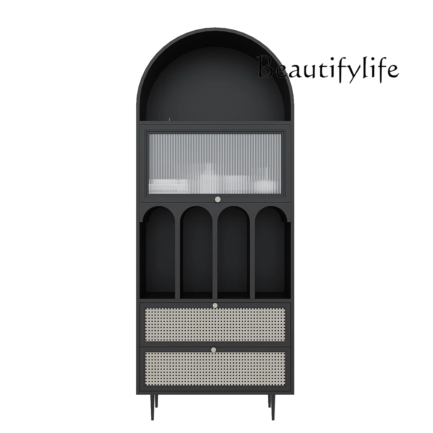 

Libreria francese in rattan in legno massello Vetrina da pranzo di lusso leggera nordica Vetrina decorativa ad arco retrò france